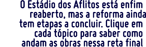 O Est dio dos Aflitos est  enfim  reaberto  mas a reforma ainda tem etapas a concluir  Clique em cada t pico para sab   