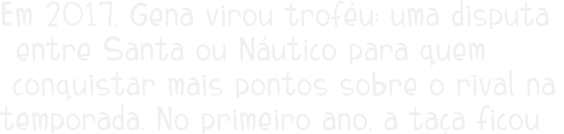 Em 2017  Gena virou trof u  uma  disputa  entre Santa ou N utico para quem  conquistar mais pontos sobre o rival na t   
